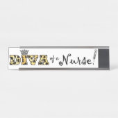 Porte-nom Pour Bureau "DIVA" d'une infirmière !" (Devant)