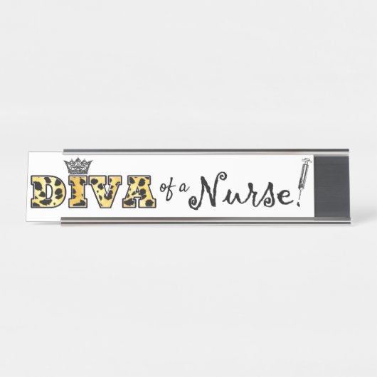Porte-nom Pour Bureau "DIVA" d'une infirmière !" (Devant)