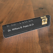 Porte-nom Pour Bureau Docteur classique Office Gold Caduceus (Taille)