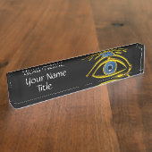 Porte-nom Pour Bureau Docteur d'OEIL BLEU, symbole ophtalmique (Taille)