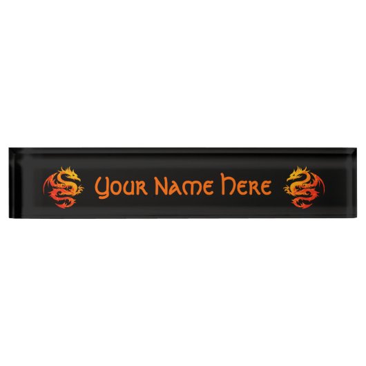 PORTE-NOM POUR BUREAU DRAGON ARDENT (Devant)
