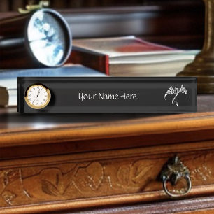 Porte-nom Pour Bureau Dragon Tribal Celtique Entrelacs Noir Blanc Fantas