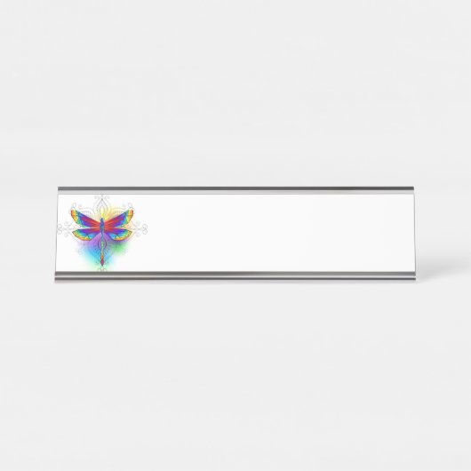 Porte-nom Pour Bureau Dragonfly en arc-en-ciel (Devant)