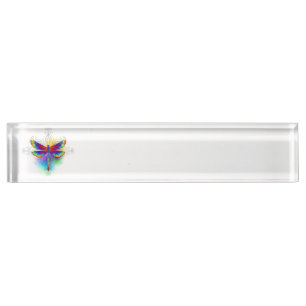 Porte-nom Pour Bureau Dragonfly en arc-en-ciel