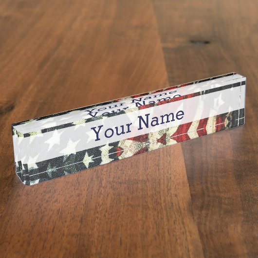 Porte-nom Pour Bureau Drapeau américain-Camouflage (Taille)