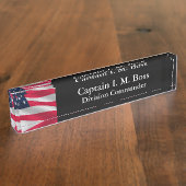 Porte-nom Pour Bureau Drapeau américain de la ligne bleue mince (Taille)
