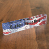 Porte-nom Pour Bureau Drapeau américain de ondulation patriotique (Taille)