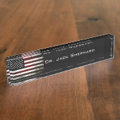 Porte-nom Pour Bureau Drapeau américain grunge noir (Taille)