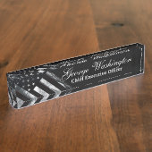 Porte-nom Pour Bureau Drapeau américain industriel (Taille)
