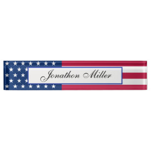 Porte-nom Pour Bureau Drapeau américain Patriotic Stars & Stripes