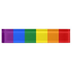 Porte-nom Pour Bureau Drapeau arc-en-ciel LGBT