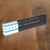 Porte-nom Pour Bureau Drapeau de Chicago (Taille)