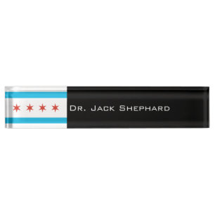 Porte-nom Pour Bureau Drapeau de Chicago