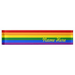 Porte-nom Pour Bureau Drapeau de gay pride d'arc-en-ciel
