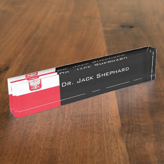 Porte-nom Pour Bureau Drapeau de la Pologne (Taille)