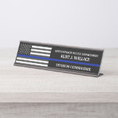 Porte-nom Pour Bureau Drapeau de police de la ligne bleue mince (Devant)