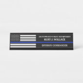 Porte-nom Pour Bureau Drapeau de police de la ligne bleue mince (Devant)