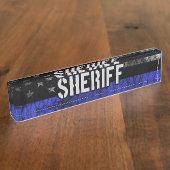 Porte-nom Pour Bureau Drapeau de police du shérif en détresse (Taille)