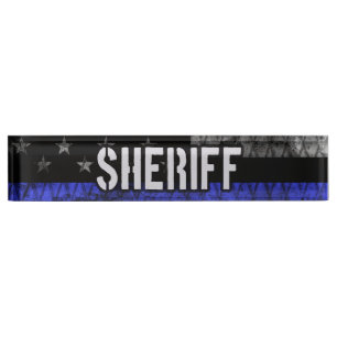Porte-nom Pour Bureau Drapeau de police du shérif en détresse