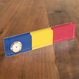 Porte-nom Pour Bureau Drapeau de Roumanie