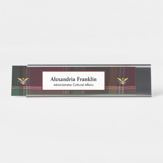 Porte-nom Pour Bureau Drapeau des îles Vierges américaines Bureau d'affa (Devant)