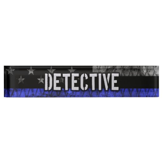 Porte-nom Pour Bureau Drapeau désisté de la Ligne Bleue Mince (Devant)