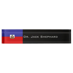 Porte-nom Pour Bureau Drapeau du Haïti