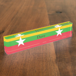 Porte-nom Pour Bureau Drapeau du Myanmar