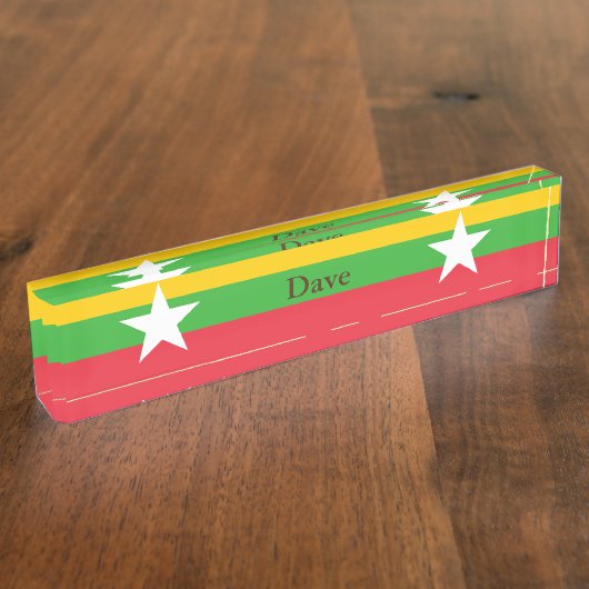 Porte-nom Pour Bureau Drapeau du Myanmar (Taille)