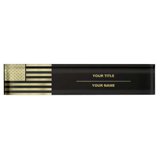 Porte-nom Pour Bureau Drapeau Gold American (Devant)