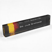 Porte-nom Pour Bureau Drapeau grunge noir de la Belgique