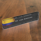 Porte-nom Pour Bureau Drapeau grunge noir de la Colombie (Taille)