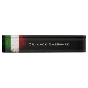 Porte-nom Pour Bureau Drapeau grunge noir de l'Italie