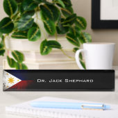 Porte-nom Pour Bureau Drapeau grunge noir de Philippines