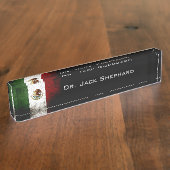 Porte-nom Pour Bureau Drapeau grunge noir du Mexique (Taille)