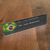 Porte-nom Pour Bureau Drapeau noir du Brésil (Taille)