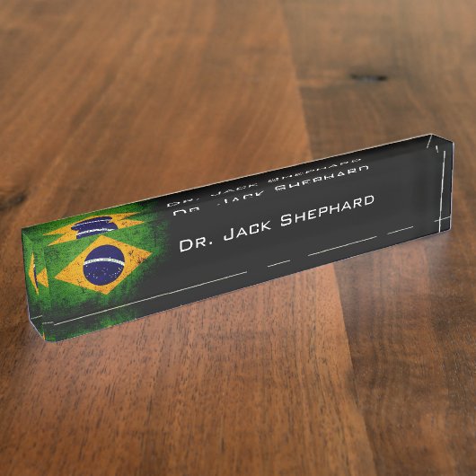 Porte-nom Pour Bureau Drapeau noir du Brésil (Taille)