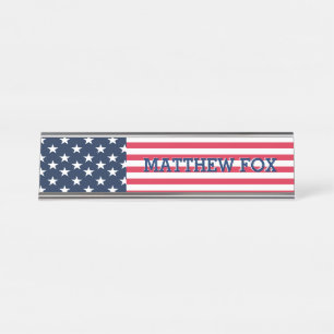 Porte-nom Pour Bureau Drapeau Patriotique USA 🇺 🇸 Étoiles et rayures M