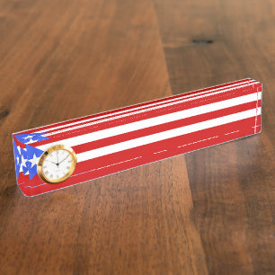 Porte-nom Pour Bureau Drapeau Porto Rico
