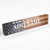 Porte-nom Pour Bureau Drapeau rustique américain