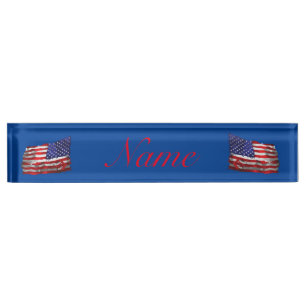 Porte-nom Pour Bureau Drapeau vintage américain Thunder_Cove