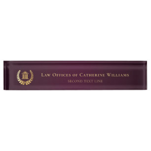 Porte-nom Pour Bureau Droit Juridique Personnalisé Bourgogne Gold Lux