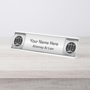 Porte-nom Pour Bureau Droit Scales de justice Avocat