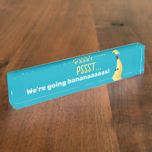 Porte-nom Pour Bureau Drôles de faveurs de fête à la banane rétro avec j