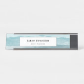 Porte-nom Pour Bureau Eau bleu mer Abstraite (Devant)