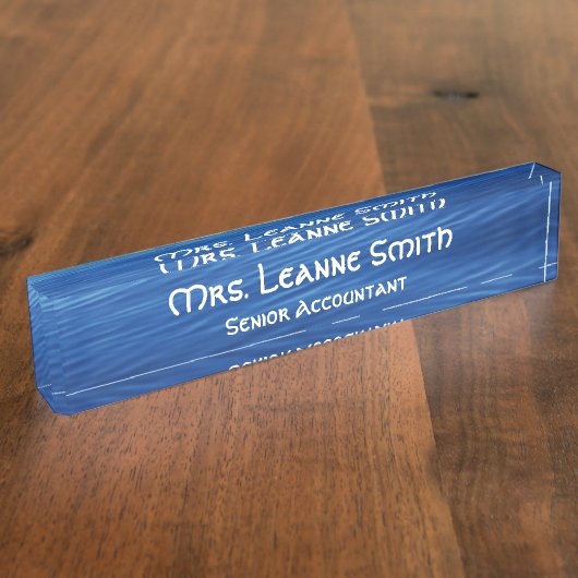 Porte-nom Pour Bureau Eau de Tahoe bleue (Taille)