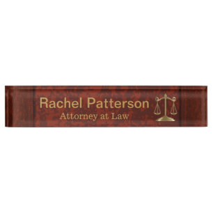 Porte-nom Pour Bureau Échelles de cuir rouge rustique de l'avocat de
