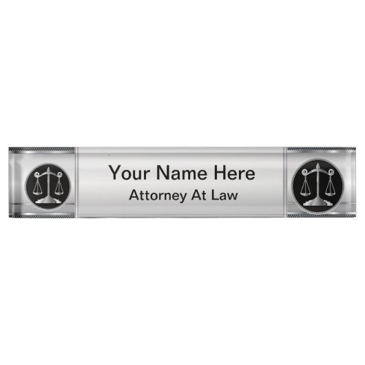 Porte-nom Pour Bureau Échelles de la loi | d'avocat de la justice | (Devant)