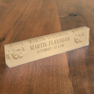 Porte-nom Pour Bureau Échelles de mandataire d'or de justice
