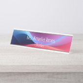 Porte-nom Pour Bureau École abstraite bleu foncé violet (Devant)